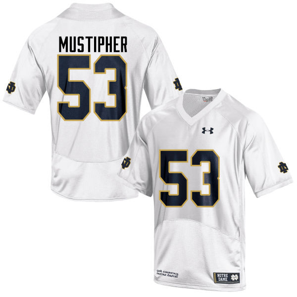 Men #53 Sam Mustipher Notre Dame Fighting Irish College Football Jerseys-White